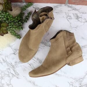 Sam Edelman Cody Tan Suede Leather Double Zip Closure Ankle Boots 7.5 Women's